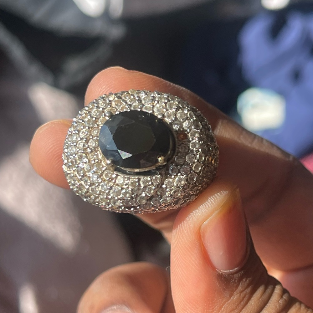Silver and black ring